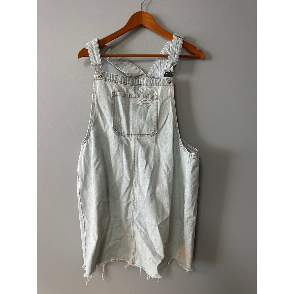 Wild Fable Denim Overall Dress Skirt – Light Wash – Size XL – Frayed Hem